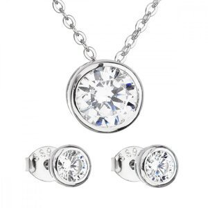 Sada šperků se zirkonem v bílé barvě náušnice a náhrdelník 19006.1,Sada šperků se zirkonem v bílé barvě náušnice a náhrdelník 19006.1
