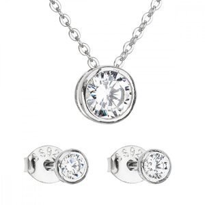 Sada šperků se zirkonem v bílé barvě náušnice a náhrdelník 19007.1,Sada šperků se zirkonem v bílé barvě náušnice a náhrdelník 19007.1