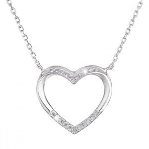 Stříbrný náhrdelník se zirkonem bílé srdce 12010.1,Stříbrný náhrdelník se zirkonem bílé srdce 12010.1