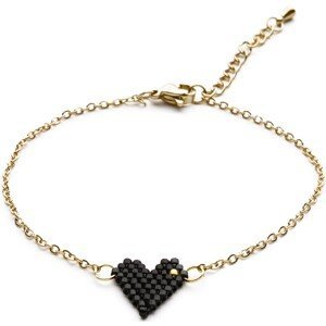 Náramek chirurgická ocel Heart beads black 1403