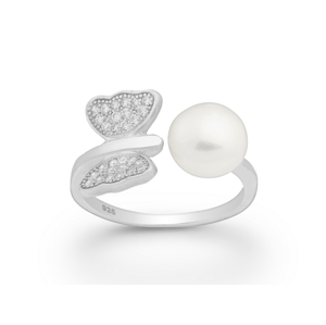 Prsten Motýl s perlou stříbro 925 Velikost: 5 - 1,5 cm (EU 49 - 50) 2320/5