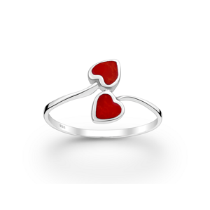 Prsten Červená Srdce stříbro 925 Velikost: 6 - 1,6 cm (EU 51 - 53) 2616/6 -