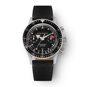 Nivada Grenchen Chronomaster Broad Arrow 8600 - Black leather