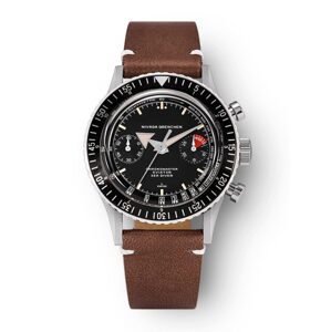 Nivada Grenchen Chronomaster Broad Arrow 8600 - Brown leather White Stitching
