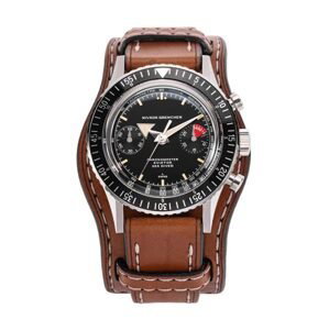 Nivada Grenchen Chronomaster Broad Arrow 8600 - Bund Brown Leather