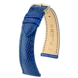 Řemínek Hirsch London Lizard - královská modrá, lesk - 14 mm - M – Střední délka - 12 mm - Zlatá