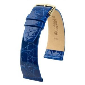 Řemínek Hirsch Prestige Crocodile - královská modrá - 12 mm - M – Střední délka - 10 mm - Zlatá