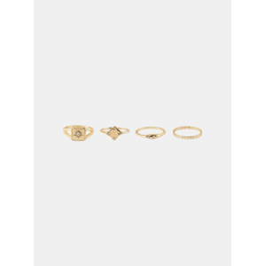 Sada čtyř prstýnků ve zlaté barvě Pieces