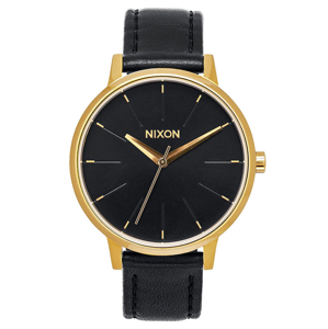 Nixon KENSINGTON LEATHER GOLDBLACK analogové sportovní hodinky - černá