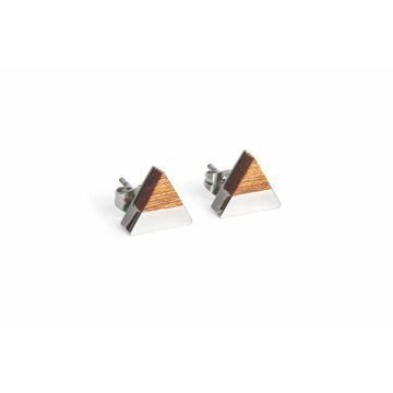 Náušnice s dřevěným detailem Red Earrings Triangle BeWooden