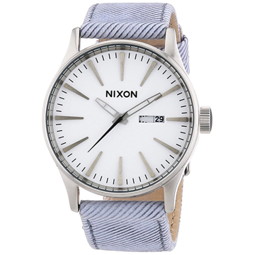 Nixon SENTRY LEATHER PINSTRIPE analogové sportovní hodinky - šedá