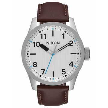 Nixon SAFARI LEATHER SILVERBROWN analogové sportovní hodinky