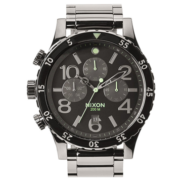 Nixon 48-20 CHRONO POLISHEDGUNMETALLUM analogové sportovní hodinky - šedá