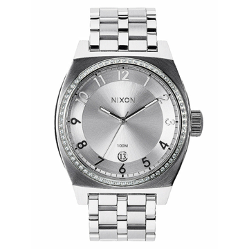 Nixon MONOPOLY ALLSILVERCRYSTAL analogové sportovní hodinky - šedá