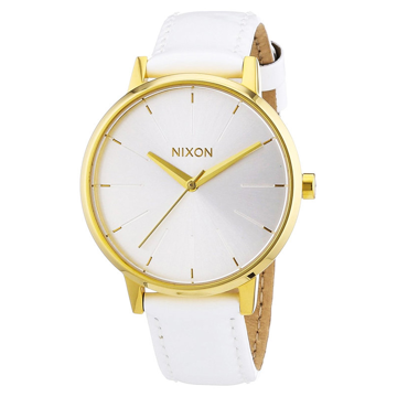 Nixon KENSINGTON LEATHER ALLWHITEGOLDPATENT analogové sportovní hodinky - bílá