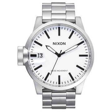 Nixon CHRONICLE SS SANDEDSTEELWHITE analogové sportovní hodinky - šedá