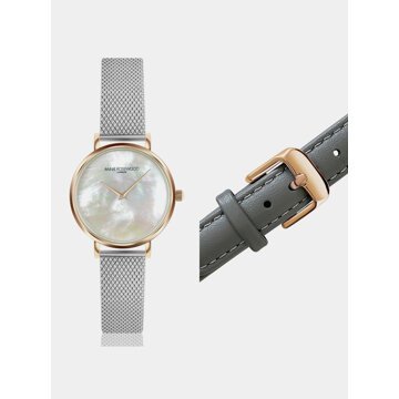 Dámské hodinky s vyměnitelným páskem ve stříbrné a šedé barvě Annie Rosewood 