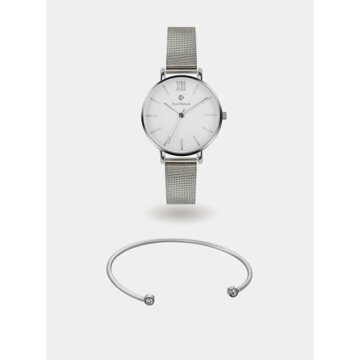 Sada dámských hodinek a náramku ve stříbrné barvě Paul McNeal