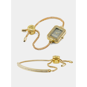 Sada dámských hodinek s nerezovým páskem a náramku ve zlaté barvě Pierre Cardin
