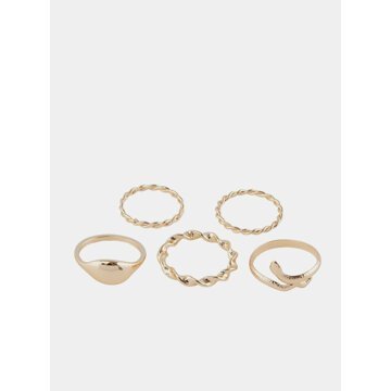 Sada pěti prstenů ve zlaté barvě Pieces Jifra
