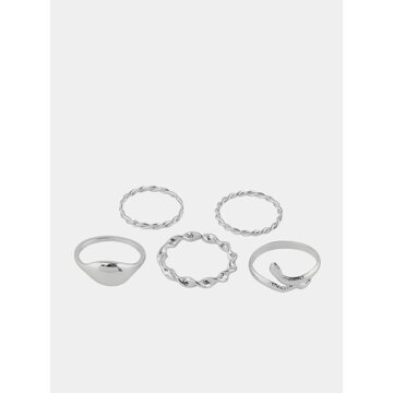 Sada pěti prstenů ve stříbrné barvě Pieces Jifra