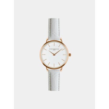 Dámské vzorované hodinky s bílým koženým páskem Annie Rosewood