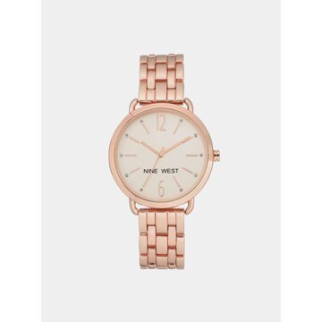 Dámské hodinky s kovovým páskem v růžovozlaté barvě Nine West