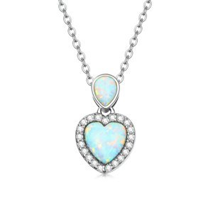 Emporial stříbrný náhrdelník Opálové srdce BSN243