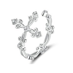 Royal Fashion nastavitelný prsten Filigránový křížek BSR041 Velikost: Univerzální 52-60 mm