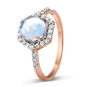 Royal Fashion prsten 14k zlato Vermeil GU-DR10305R-ROSEGOLD-MOONSTONE-ZIRCON Velikost: 10 (EU: 61-63)