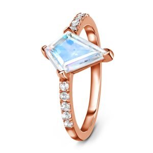 Royal Fashion prsten 14k zlato Vermeil GU-DR14610R-ROSEGOLD-MOONSTONE-ZIRCON Velikost: 10 (EU: 61-63)