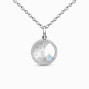 Royal Fashion stříbrný náhrdelník GU-DR22121N-SILVER-MOONSTONE