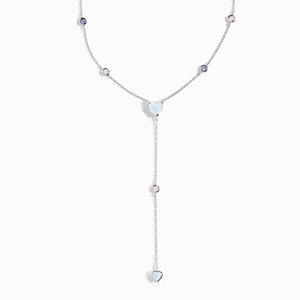 Royal Fashion stříbrný náhrdelník GU-DR24617N-SILVER-MOONSTONE-ROSEQUARTZ-AMETHYST