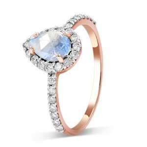 Royal Fashion prsten 14k zlato Vermeil GU-DR8699R-ROSEGOLD-MOONSTONE-ZIRCON Velikost: 5 (EU: 49-50)
