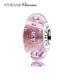 Athenaie přívěsek se zirkony Růžové šumivé sklo Murano MNG103