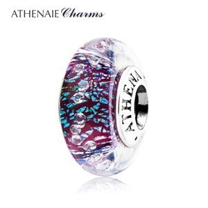 Athenaie přívěsek Záhadné fialové šumivé sklo Murano MNG143