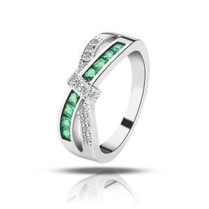 Emporial stříbrný rhodiovaný prsten Zelená mašle MA-MR1002-GREEN-SILVER Velikost: 10 (EU: 61-63)