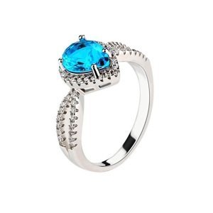 Emporial stříbrný rhodiovaný prsten Safírová modrá kapka MA-R0358-SILVER-BLUE Velikost: 6 (EU: 51-53)