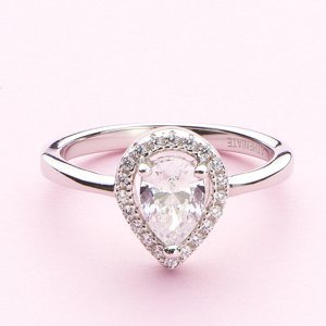 Emporial Royal Fashion stříbrný prsten Křišťálová kapka ATH-R07-SILVER Velikost: 5 (EU: 49-50)