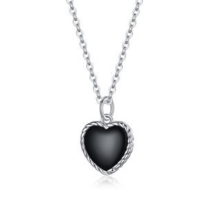 Emporial stříbrný náhrdelník Srdce s drahokamem Achátem SCN443