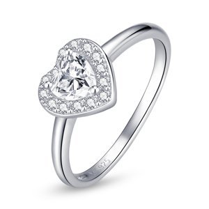Emporial stříbrný prsten Třpytivé čiré srdce SCR725 Velikost: 7 (EU: 54-56)