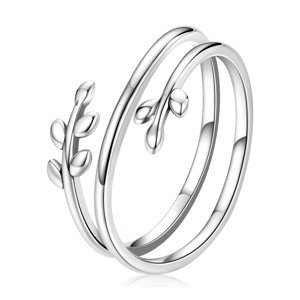 Emporial stříbrný nastavitelný prsten Elegantní lístky SCR755 Velikost: Univerzální 52-60 mm