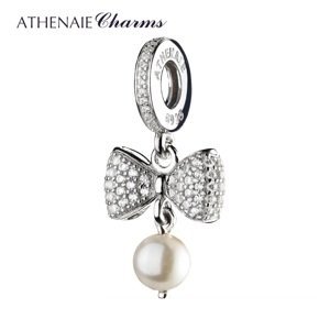 Athenaie přívěsek Půvabná mašle s perlou SPD39