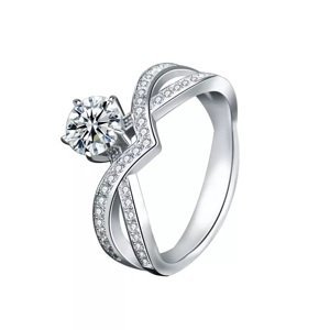 Royal Fashion stříbrný prsten HA-XJZ005-SILVER-MOISSANITE-ZIRCON Velikost: 5 (EU: 49-50)