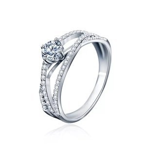 Royal Fashion stříbrný prsten HA-XJZ023-SILVER-MOISSANITE-ZIRCON Velikost: 6 (EU: 51-53)