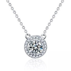 Royal Fashion stříbrný náhrdelník HA-XMZ009-SILVER-MOISSANITE-ZIRCON