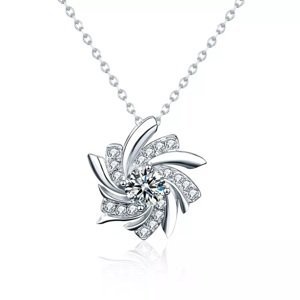 Royal Fashion stříbrný náhrdelník HA-XMZ012-SILVER-MOISSANITE-ZIRCON