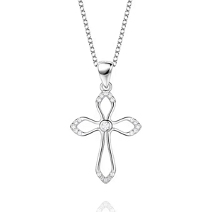 Emporial stříbrný rhodiovaný náhrdelník Křížek YJSZJ-013