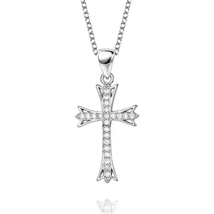 Emporial stříbrný rhodiovaný náhrdelník Křížek YJSZJ-021