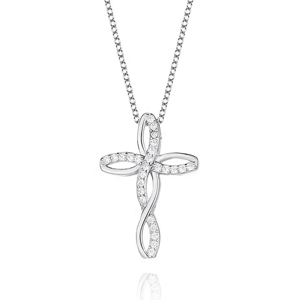 Emporial stříbrný rhodiovaný náhrdelník Křížek YJSZJ-071